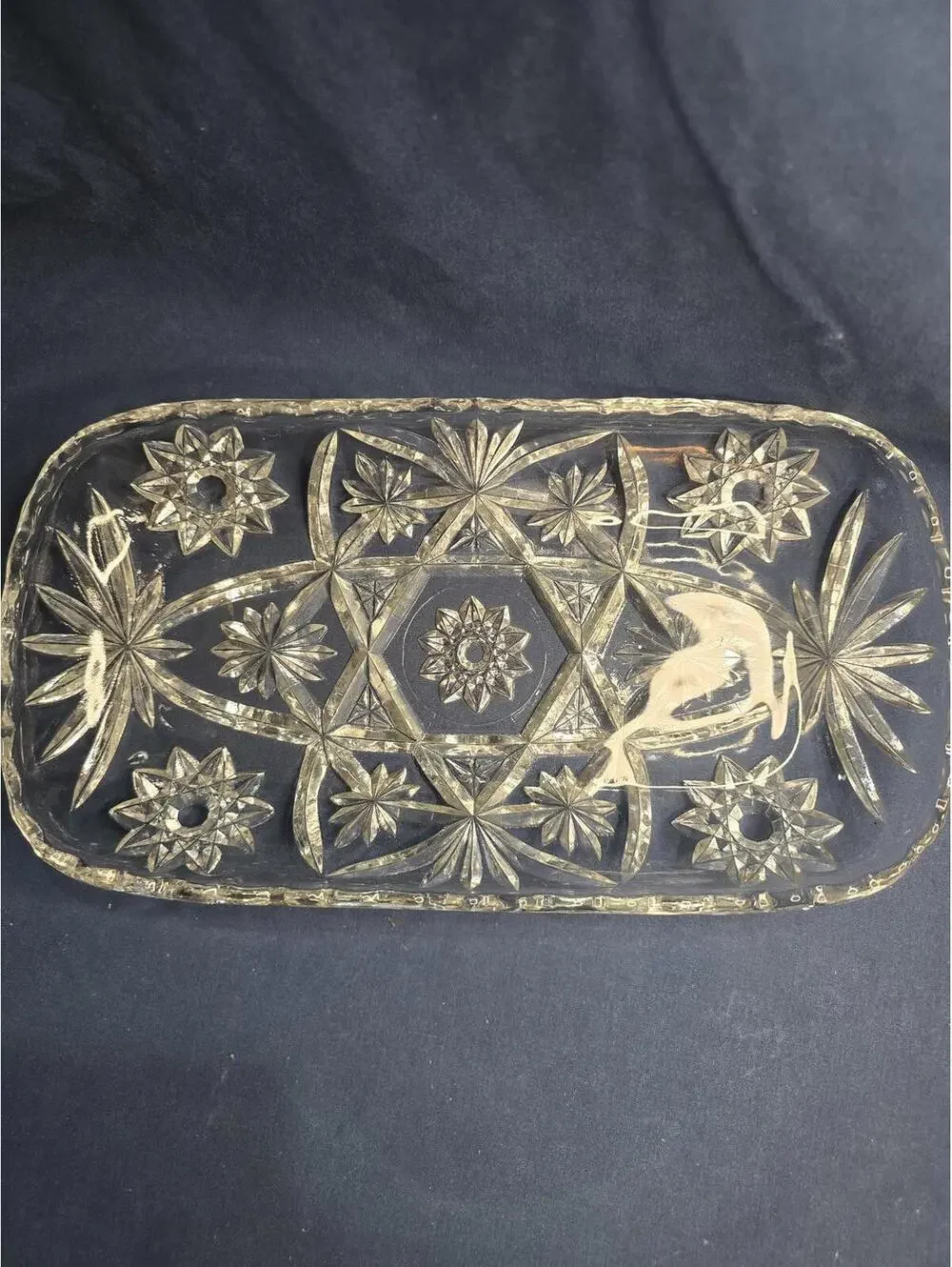 EAPC Hostess Tray 12 x 6 in. Anchor Hocking Early American Prescut Star of David